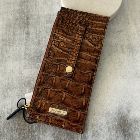 Brahmin Card Case Mystical Ombre Melbourne Wallet Croc-Embossed Leather Brown - Picture 14 of 14